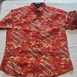 Vibrant Red Patterned Men's Casual Shirt